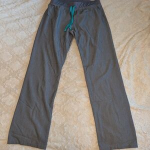 Figs Charcoal Pants with Turquoise Drawstring